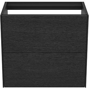 Ideal Standard Conca Waschtisch-Unterschrank T4354Y4 ohne Waschtisch-Platte, 2 Auszüge, 60x37x54 cm, Eiche geflammt Furnier