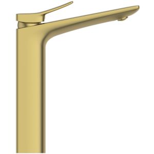 Ideal Standard Conca Waschtischarmatur BC758A2 mit verlängertem Sockel, ohne Ablaufgarnitur, Ausladung 150mm, Brushed Gold