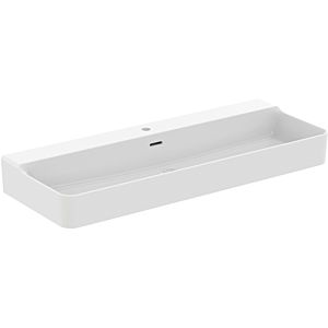Ideal Standard Conca vasque T3694V1 avec trou pour robinetterie et trop-plein, 1200 x 450 x 165 mm, blanc soie