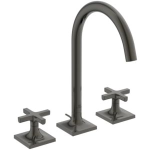 Ideal Standard Joy Neo 3-hole washbasin mixer BD143A5 cross handles, projection 168mm, with metal waste set, magnetic grey