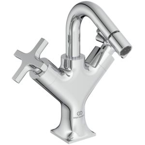 Ideal Standard Joy Neo bidet single-lever mixer BD157AA with drain fitting, cross handles, projection 115mm, chrome