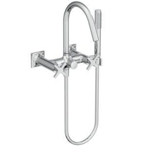 Ideal Standard Joy Neo two-handle bath mixer BD162AA surface-mounted, with hand shower set, projection 190mm, cross handles, chrome