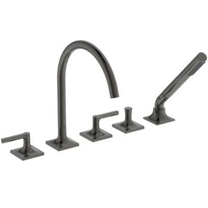 Ideal Standard Joy Neo five-hole bath mixer BD165A5 with spout, with hand shower set, lever handles, projection 220mm, magnetic grey