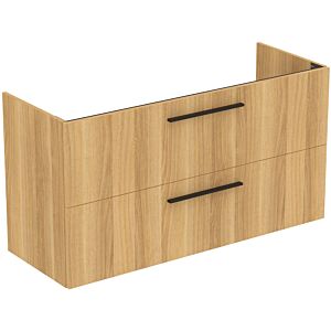 Ideal Standard i.life A ensemble lavabo pour meuble K8748NX 124x46x64,5cm, 1 trou pour robinetterie, poignée noire mate, chêne naturel