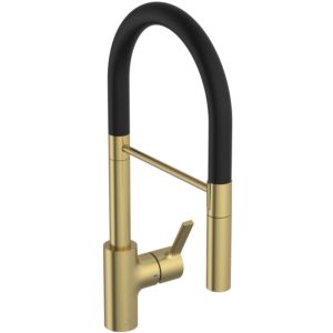 Ideal Standard Gusto Küchenarmatur BD417A2 brushed gold, mit 2-Funktionshandbrause aus Metall