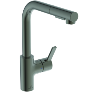 Ideal Standard Gusto kitchen tap BD420A5 magnetic gray, with pipe spout and pull-out 2-function hand shower