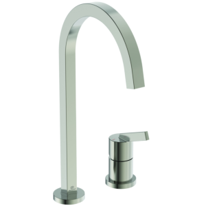 Ideal Standard Gusto kitchen 2-hole fitting BD423GN silver storm, with high square pipe spout
