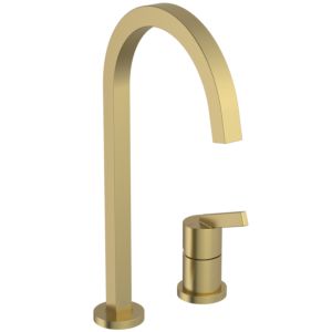 Ideal Standard Gusto Küchen-2-Loch-Armatur BD423A2 brushed gold, mit hohem eckigen Rohrauslauf