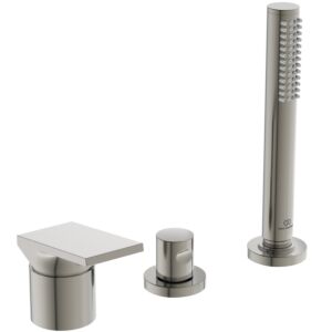 Mitigeur de baignoire 3 trous Ideal Standard Extra BD517GN 233x95x204 mm, sans bec, avec douchette, coloris argent tempête