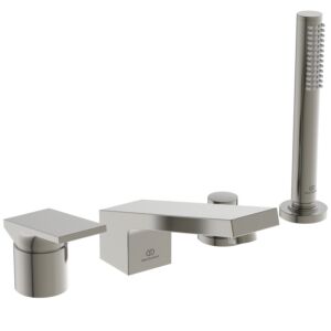 Ideal Standard Extra 4-Loch-Wannenarmatur BD518GN mit Auslauf, mit Handbrauseset, silver storm