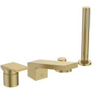 Ideal Standard Extra 4-hole bath mixer tap BD518A2 348x202x204 mm, with spout, with hand shower set, brushed gold