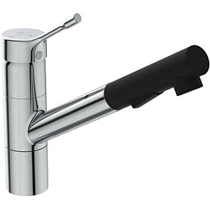 Ideal Standard CeraLook Küchenarmatur BC297AA Auslauf mittig angesetzt, herausziehbarer Handbrause, Ausladung 233 mm, verchromt