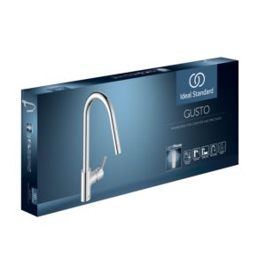 Robinet de cuisine Ideal Standard Gusto BD414AA chromé , avec bec haut et douchette extractible