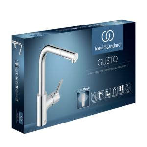 Ideal Standard Gusto kitchen tap BD420AA chrome, with pipe spout and pull-out 2-function hand shower