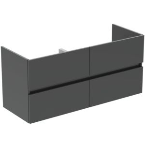 Ideal Standard Eurovit Plus ensemble lavabo pour meuble R0577TI laqué gris brillant, 121,5x45,5x56,5cm, 1 trou de robinetterie chacun