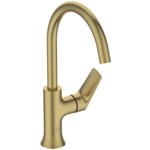 Ideal Standard La Dolce Vita mitigeur lavabo BD658A2 bec haut, sans garniture de vidange , or brossé