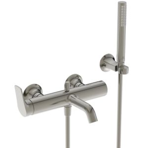 Ideal Standard Mitigeur de bain La Dolce Vita BD667GN apparent, avec douchette à main, saillie 202 mm, tempête d&#39;argent