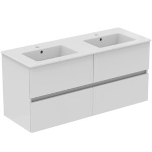 Ideal Standard Eurovit Plus ensemble lavabo pour meuble R0577WG laqué blanc brillant, 121,5x45,5x56,5cm, 1 trou de robinetterie chacun