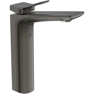 Ideal Standard Conca Waschtischarmatur BC758A5 mit verlängertem Sockel, ohne Ablaufgarnitur, Ausladung 150mm, Magnetic Gry