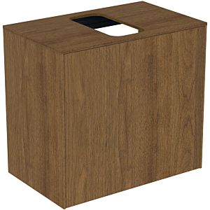 Ideal Standard Conca Waschtisch-Unterschrank T3934Y5 mit Ausschnitt, 1 Auszug, 60x37x55 cm, mittig, Walnuss dunkel Furnier