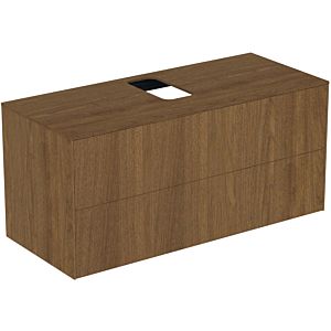 Ideal Standard Conca vanity unit T3943Y5 with cutout, 2 pull-outs, 120x50.5x55 cm, center, dark walnut veneer