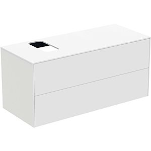 Ideal Standard vasque Conca T3944Y1 avec découpe, 2 tiroirs, 120x50,5x55 cm, droite / gauche, laqué blanc mat