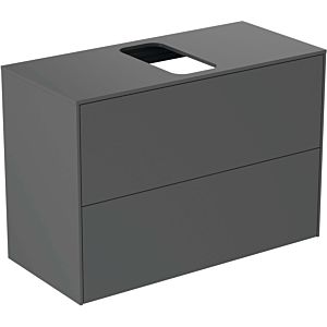 Ideal Standard vasque Conca T3947Y2 avec découpe, 2 tiroirs, 80x37x55 cm, centre, laqué anthracite mat