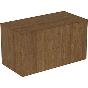 Ideal Standard Conca Waschtisch-Unterschrank T4323Y5 ohne Ausschnitt, 2 Auszüge, 100x50,5x55 cm, Walnuss dunkel Furnier