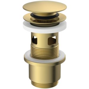 Robinet push-open Ideal Standard E1482A2 pour lavabos avec trop-plein et tirette, or brossé