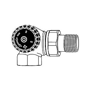 Heimeier thermostatic valve body 2341-02.000 Rp 2000 / 2xR 2000 / 2, angled corner, gunmetal, left, low resistance