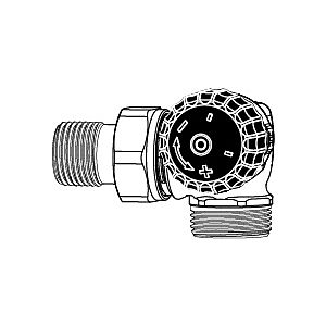 Heimeier thermostatic valve body 2342-02.000 G 3/4 AGxR 2000 / 2, angled corner, gunmetal, right, low resistance