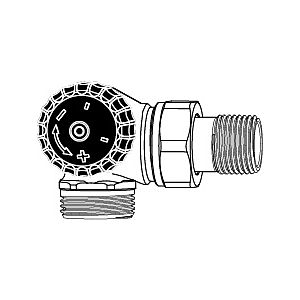 Heimeier thermostatic valve body 2343-02.000 G 3/4 AGxR 2000 / 2, angled corner, gunmetal, left, low resistance