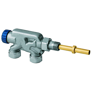 Heimeier single-pipe Heimeier base 3871-02.000 gunmetal nickel-plated, with blue protection cap