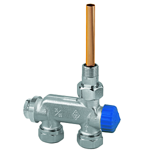 Heimeier EZ valve one pipe system 3876-02.000 straight, DN 15, protection cap blue, gunmetal nickel-plated