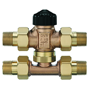 Heimeier three-way mixing valve 4172-02.000 DN 15, flat sealing, gunmetal, with T-piece