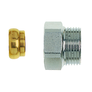 Heimeier length compensation piece 9713-02.354 G 3/4 IGxG 3/4 AG, 25mm, nickel-plated brass