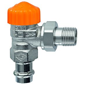 Heimeier Eclipse thermostatic valve body 3941-15.000 R 2000 / 2, press connection 15mm, corner, gunmetal nickel-plated