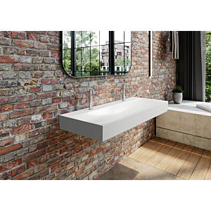 Lavabo mural Kaldewei Silenio 3046-D 904506363711 120 x 40 cm, sans trop-plein, 2 trous de robinetterie, effet perle, blanc alpin mat
