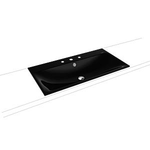Kaldewei Silenio Einbau-Waschtisch 907806033701 3038, 90 x 46 cm, schwarz Perl-Effekt, Überlauf, 3 Hahnlöcher