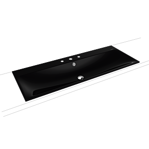 Kaldewei Silenio Einbau-Waschtisch 907906033701 3039, 120 x 46 cm, schwarz Perl-Effekt, Überlauf, 3 Hahnlöcher