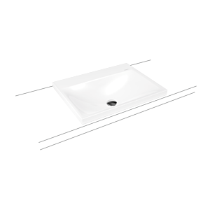 Kaldewei Silenio vasque 903906033715 3040, 60 x 46 x 4 cm, catane mat gris nacré, trop - plein, 3 trous de coulée