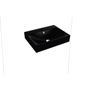 Kaldewei Silenio vasque à poser 904306013701 3044, 60 x 46 x 12 cm, effet perlant noir, avec trop-plein, avec trou pour robinet