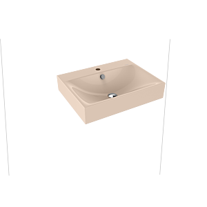 Kaldewei Silenio vasque à poser 904306013030 3044, 60 x 46 x 12 cm, effet perlant beige bahama, avec trop-plein, avec trou pour robinet