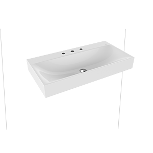 Kaldewei Silenio wall-mounted washbasin 904406273001 without overflow, 3 tap holes, 3045, 90 x 46 x 12 cm, white, pearl effect