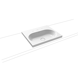 Kaldewei Centro Aufsatzwaschtisch 902806033001 3055, 60x50x4cm, weiss, Perl-Effekt, 3 Hahnlöcher