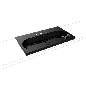 Kaldewei Centro Aufsatzwaschtisch 902906033701 3056, 90x50x4cm, schwarz Perl-Effekt, ohne Überlauf, 3 Hahnlöcher