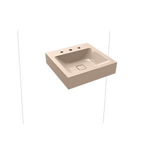 Kaldewei Cono wall-mounted washbasin 908606033030 50x50cm, without overflow, 3 tap holes, Bahama beige pearl effect