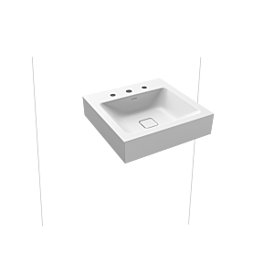 Kaldewei Cono wall-mounted washbasin 908606033711 50x50cm, without overflow, 3 tap holes, alpine white matt pearl effect