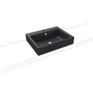 Kaldewei Puro washbasin 900706013715 3157, 60x46cm, catania gray matt, pearl effect, with overflow, 2000 tap hole