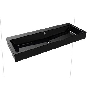 Kaldewei Puro vasque murale 906806003701 3167, 120x46cm, effet perlant noir, avec trop-plein, sans trou pour robinetterie